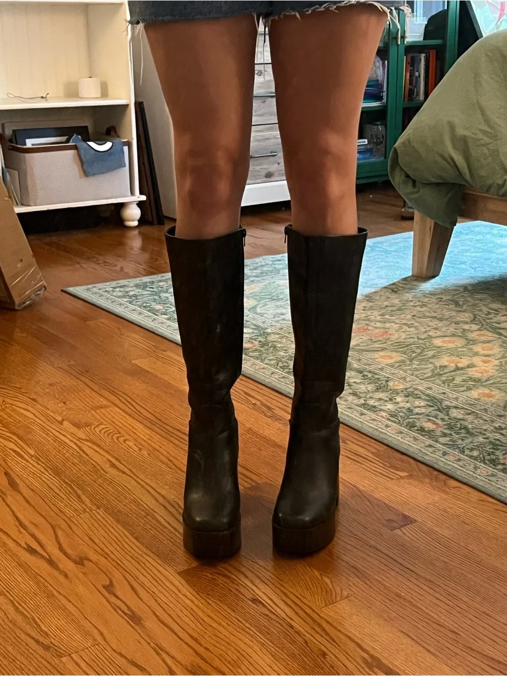 Steve Madden Girl 8.5 Black Gabby Platform Tall Knee High Boots Chunky Heel Y2K